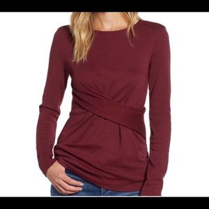 NWOT Halogen Drape-front Ponte Top-Teal!